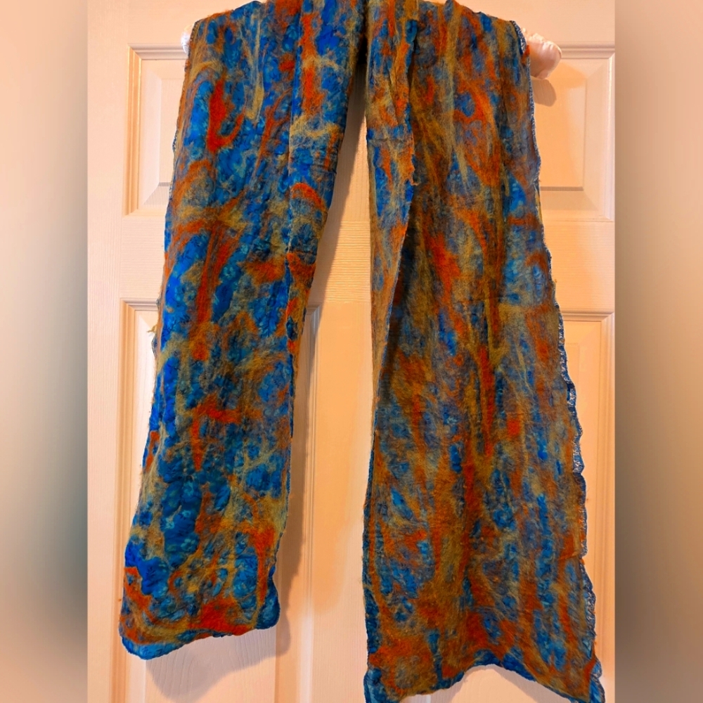 Colorful Silk And Felted Wool Windsong Scarf